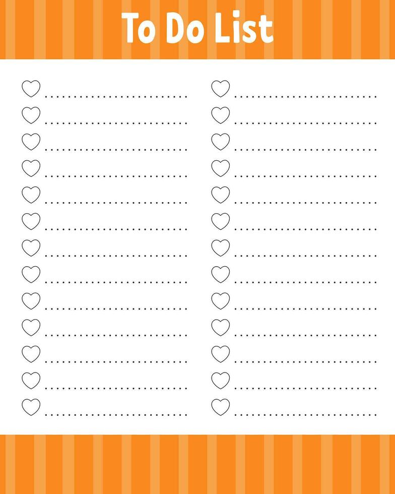 To do list. Printable template. Lined sheet. Handwriting paper. For diary, planner, checklist, wish list. Vector illustration.