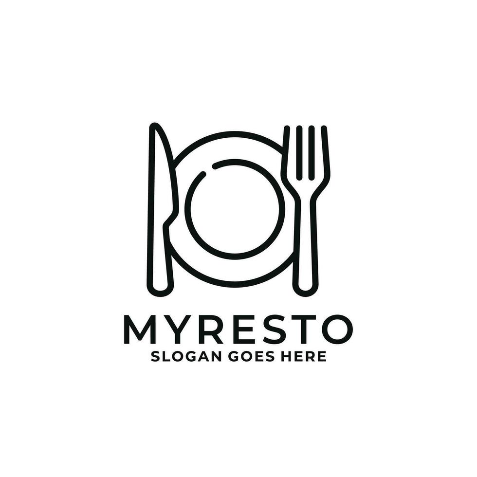 Ilustración de vector de diseño de logotipo de restaurante