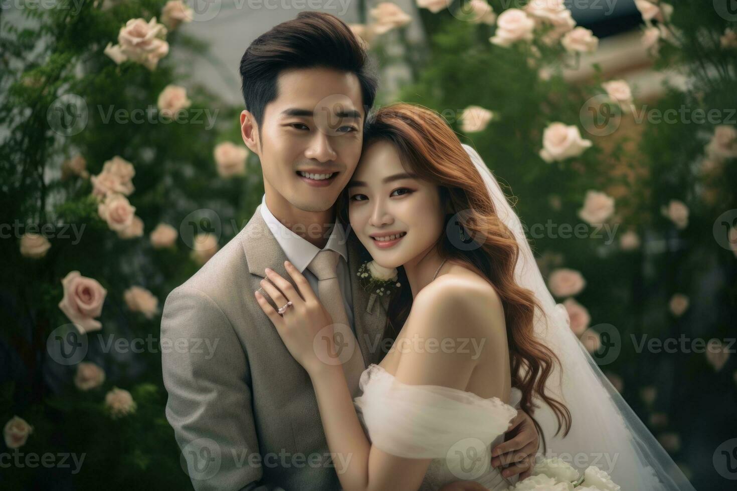 Ai Generative Photo portrait of a couple on wedding day