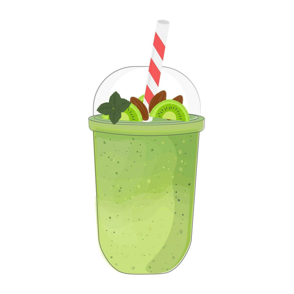 Green Smoothie Illustration Logo in a Plastic Cup vector