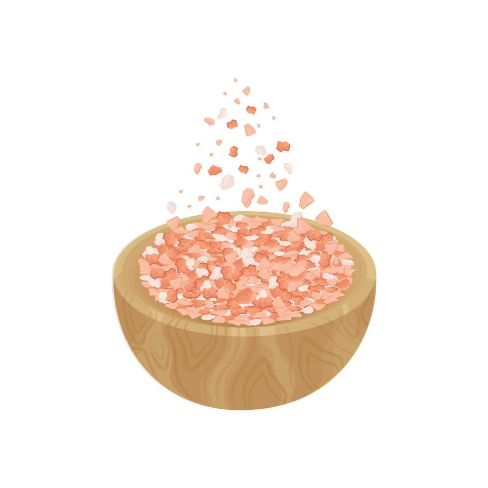 Logo illustration of Himalayan salt or pink salt in a wooden bowl vector