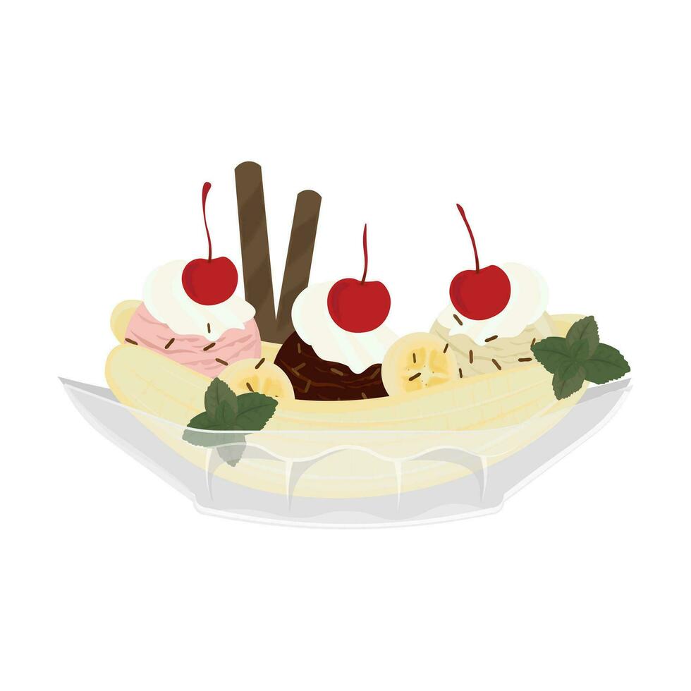 Delicious Banana Split Illustration Logo vector