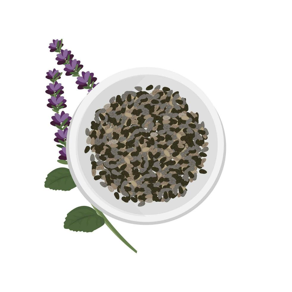 Logo Illustration of Chia Seeds in a Bowl vector