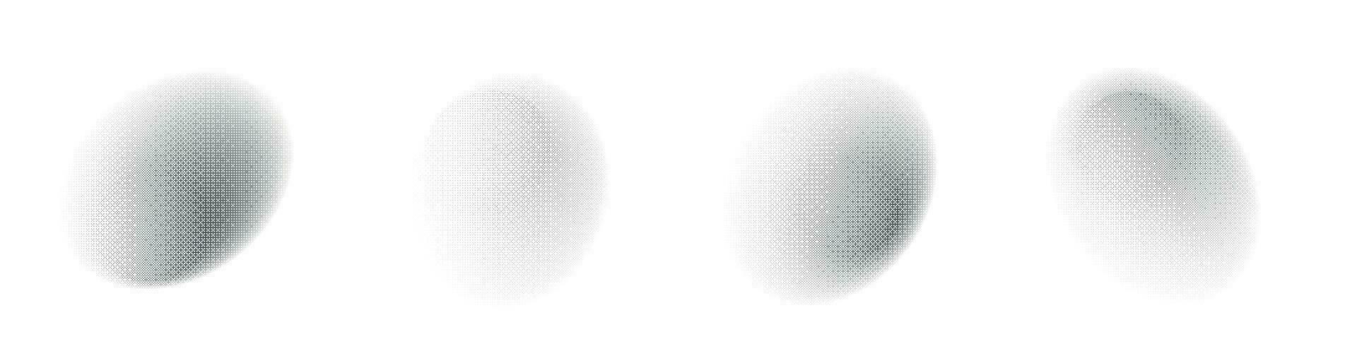 Circular grain texture with distressed dots and gradient effects. noise and brush gradation elements. Flat vector illustration isolated on white background.