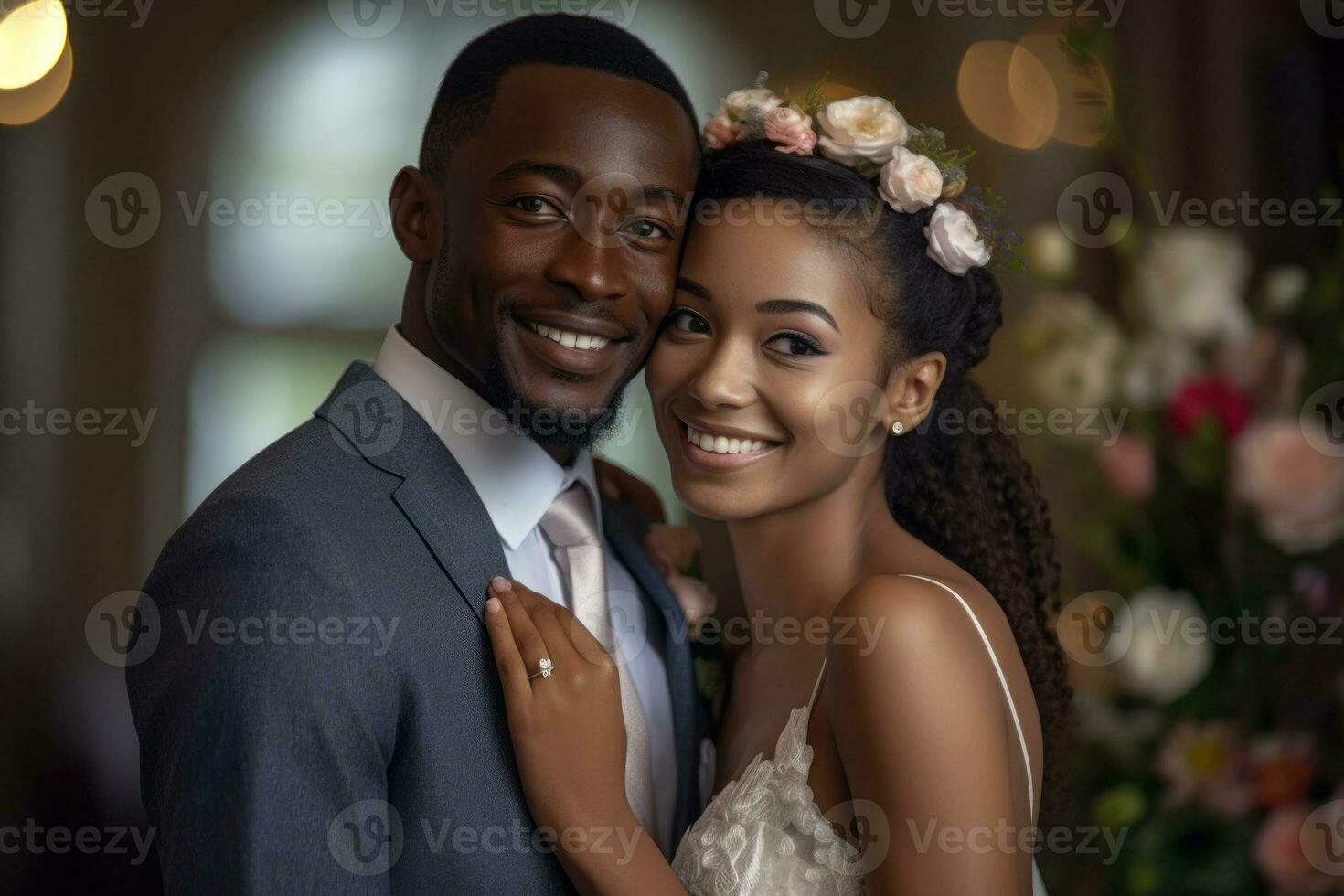 Ai Generative Photo portrait of a couple on wedding day