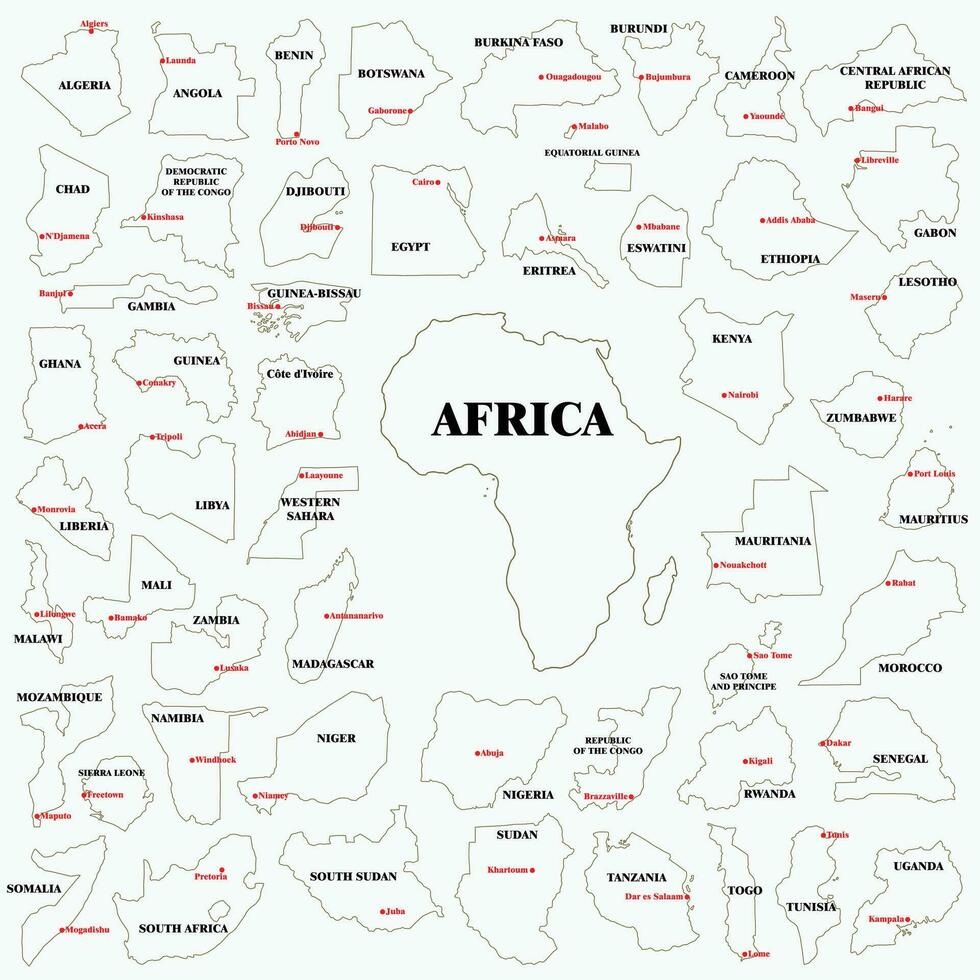 Doodle freehand drawing of Africa countries map. vector