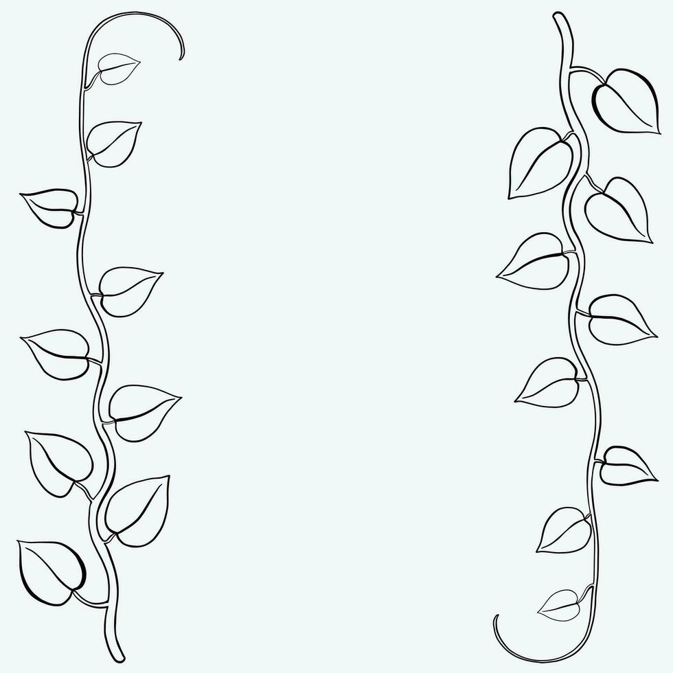 Floral ivy drawing decorative ornament flat design. vector