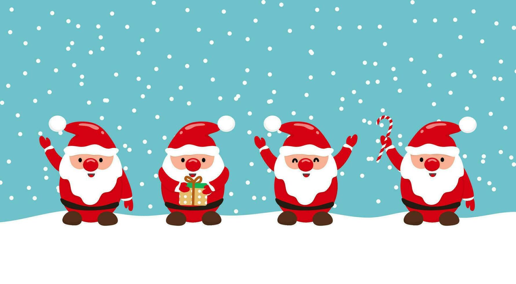 Cartoon Santa Claus with snow background and gift boxes vector