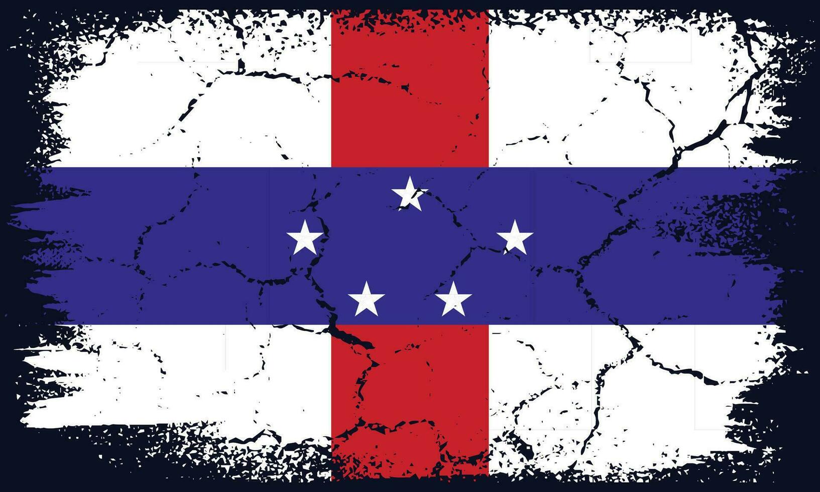 Flat Design Grunge Netherlands Antilles Flag Background vector