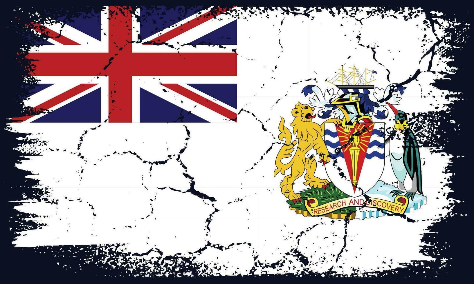 Flat Design Grunge British Antarctic Territory Flag Background vector