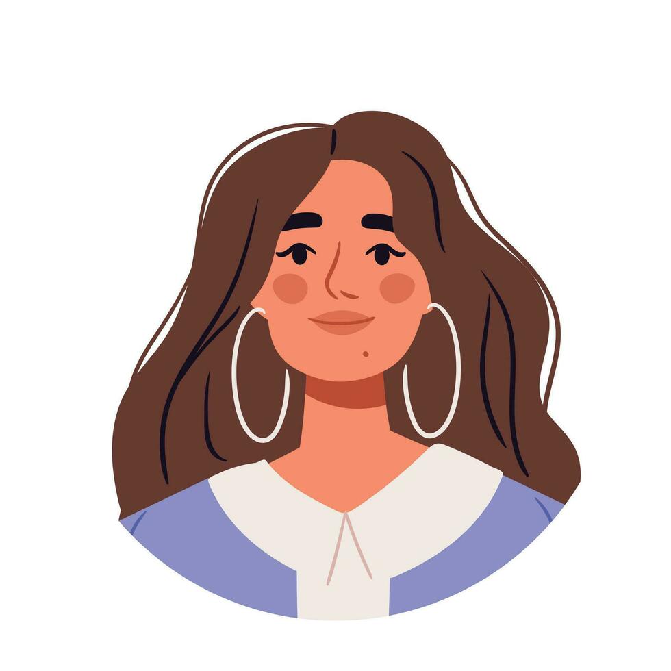 portraits people. Happy woman avatars. Different round face profiles with multiracial persons. Female avatars bundle. Flat vector illustrations