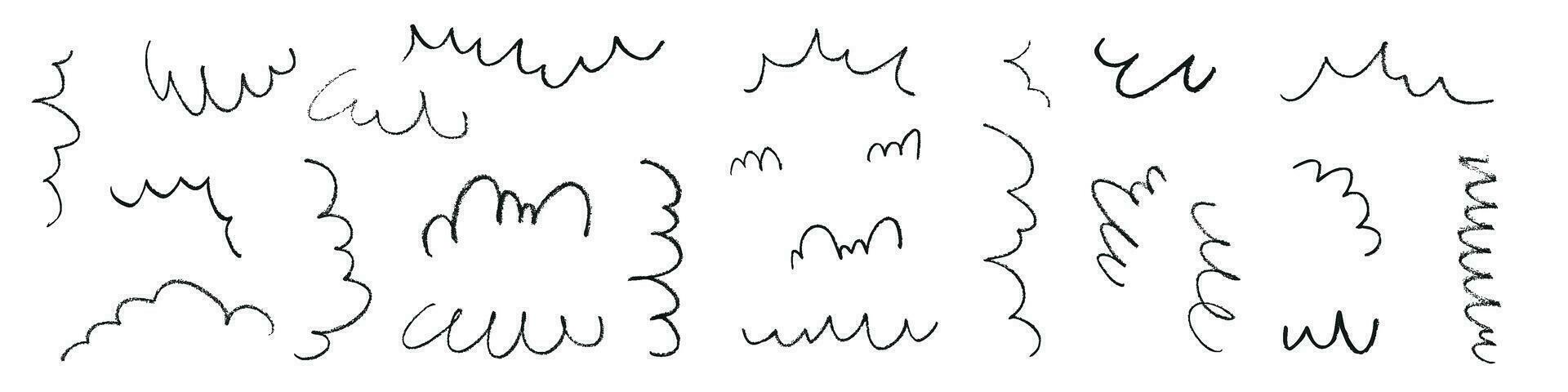 Grunge brush stroke rough texture in black. Flat vector illustration isolated on white background.