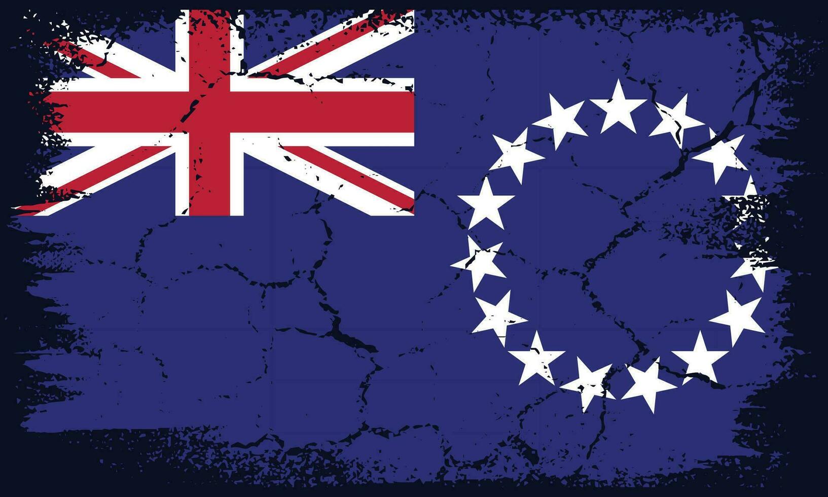 Flat Design Grunge Cook Islands Flag Background vector