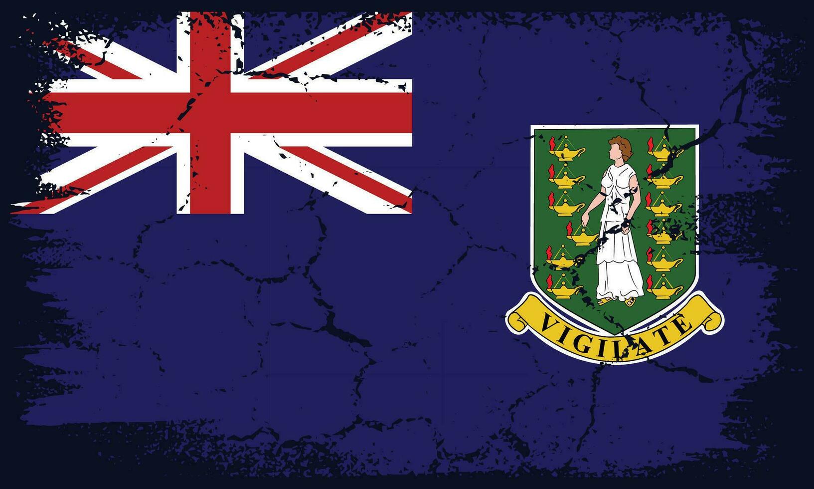 Flat Design Grunge British Virgin Islands Flag Background vector