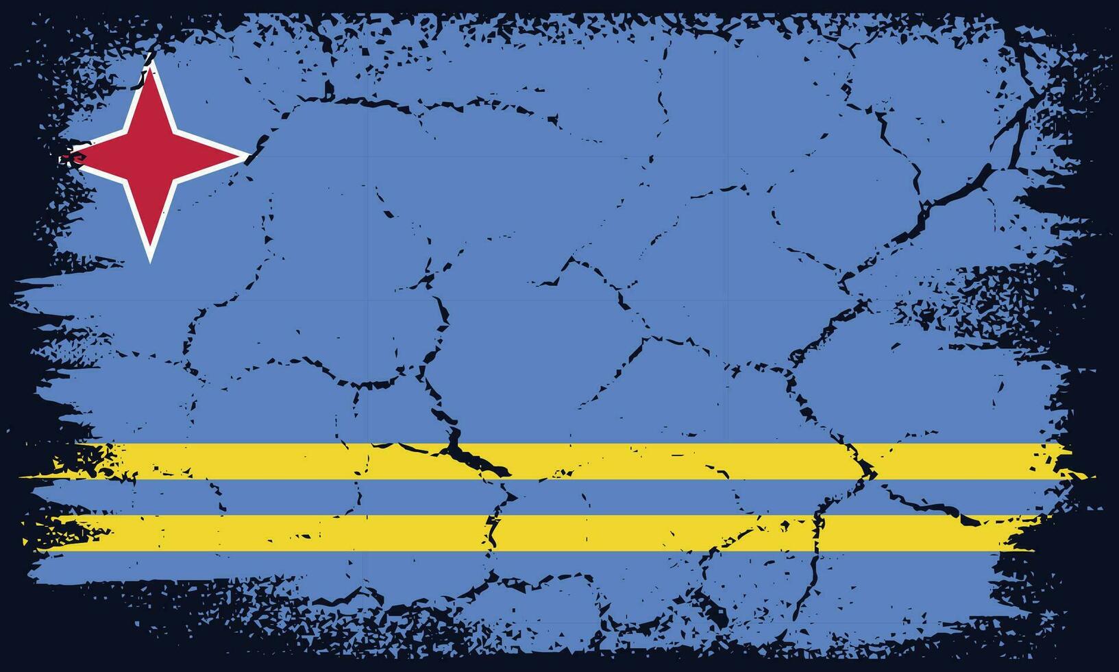 Flat Design Grunge Aruba Flag Background vector