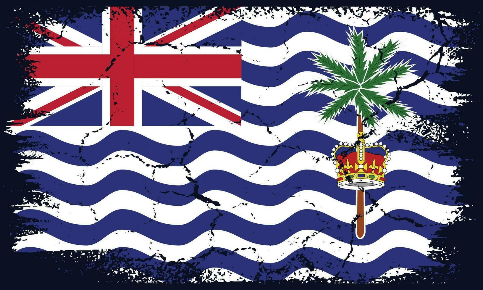 Flat Design Grunge British Indian Ocean Territory Flag Background vector