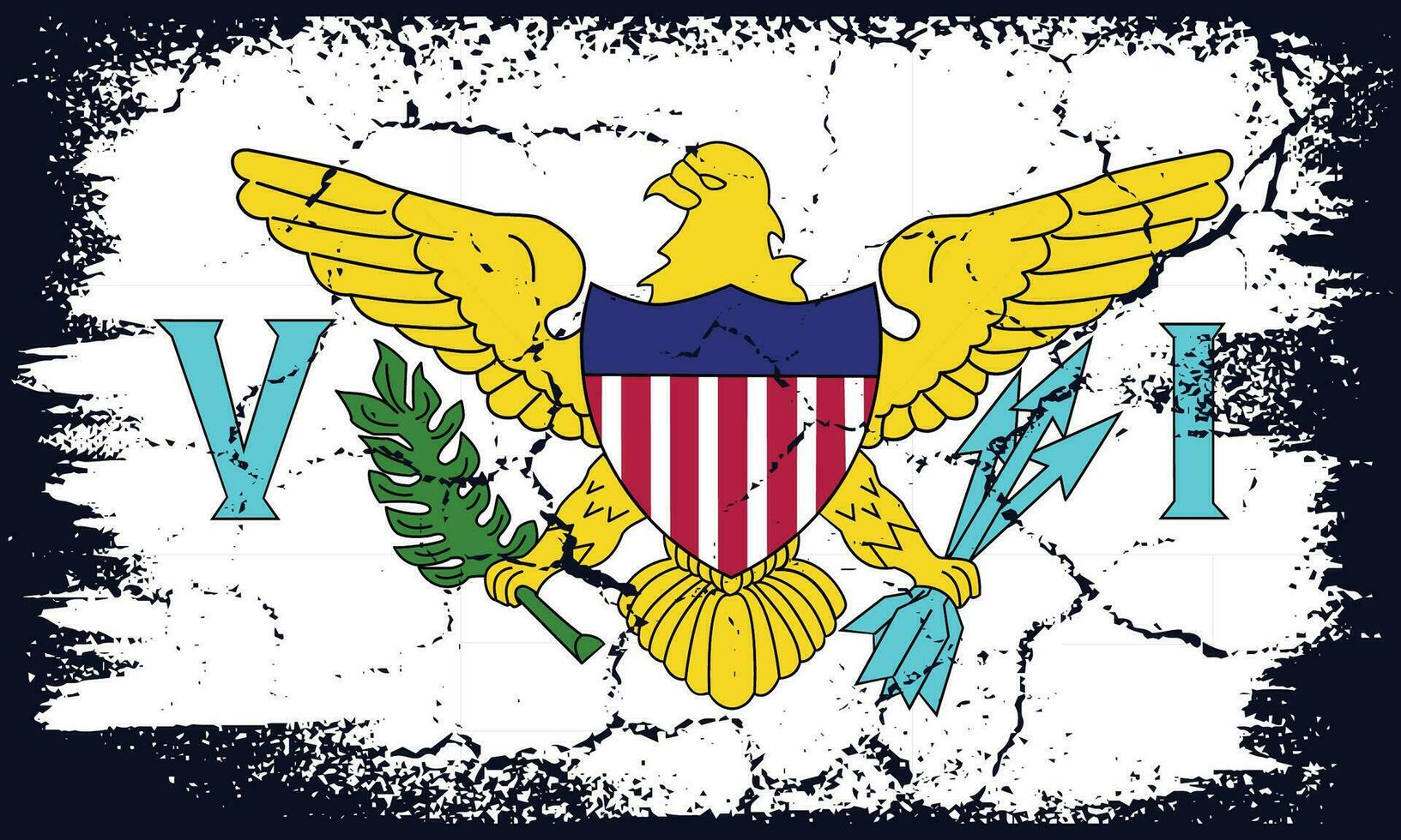 Flat Design Grunge American Virgin Islands Flag Background vector