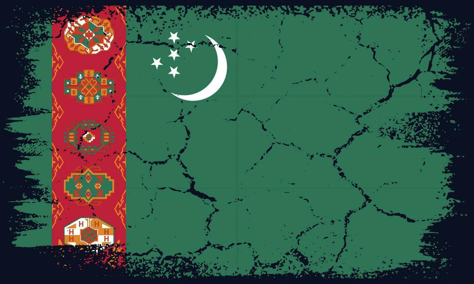 Flat Design Grunge Turkmenistan Flag Background vector