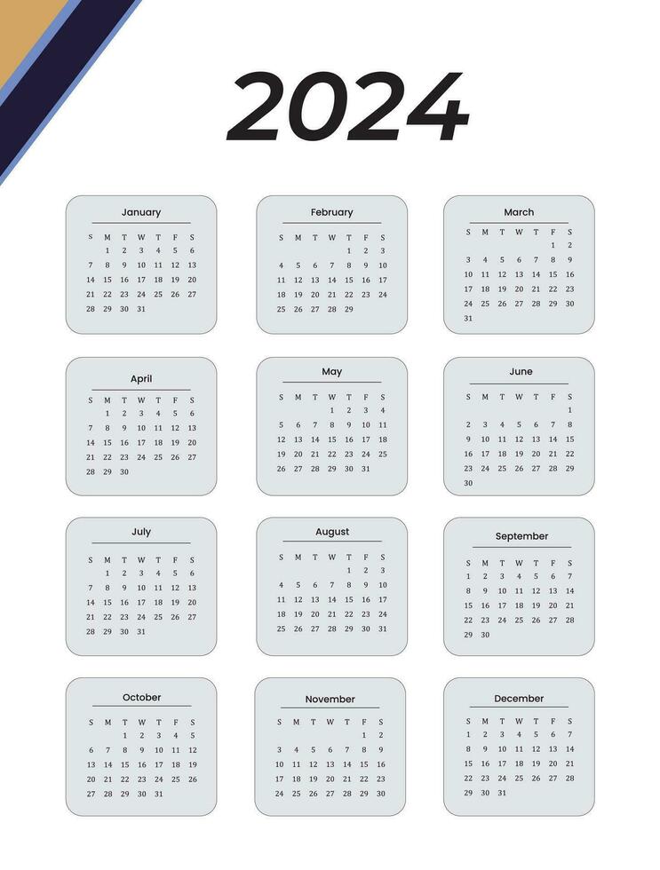 2024 calendar template Vector Design