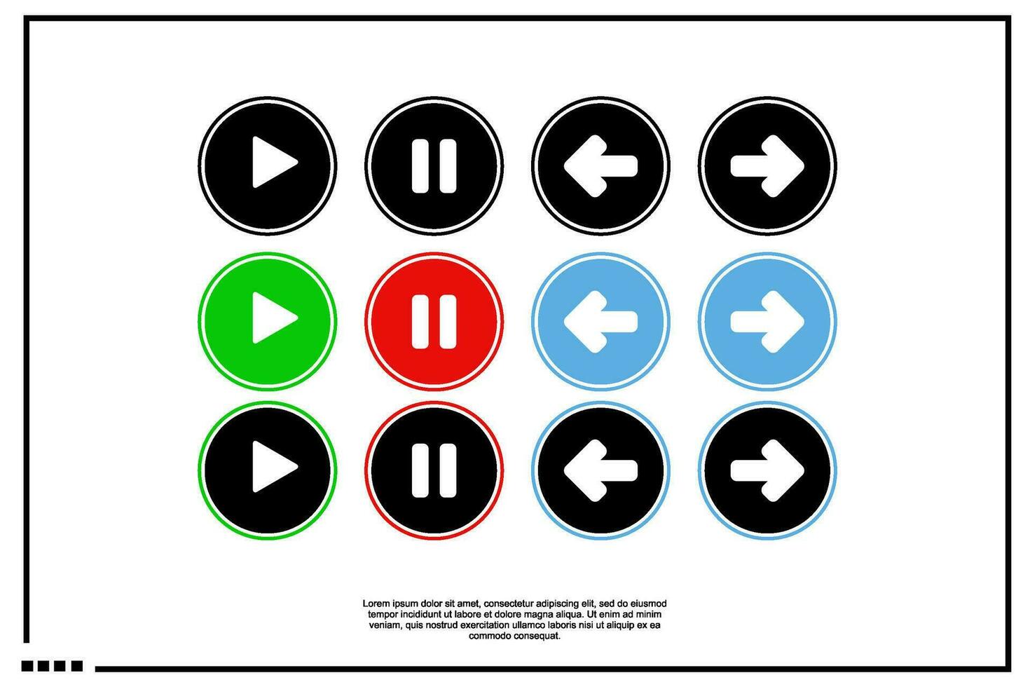 play. pause, forward icon vector
