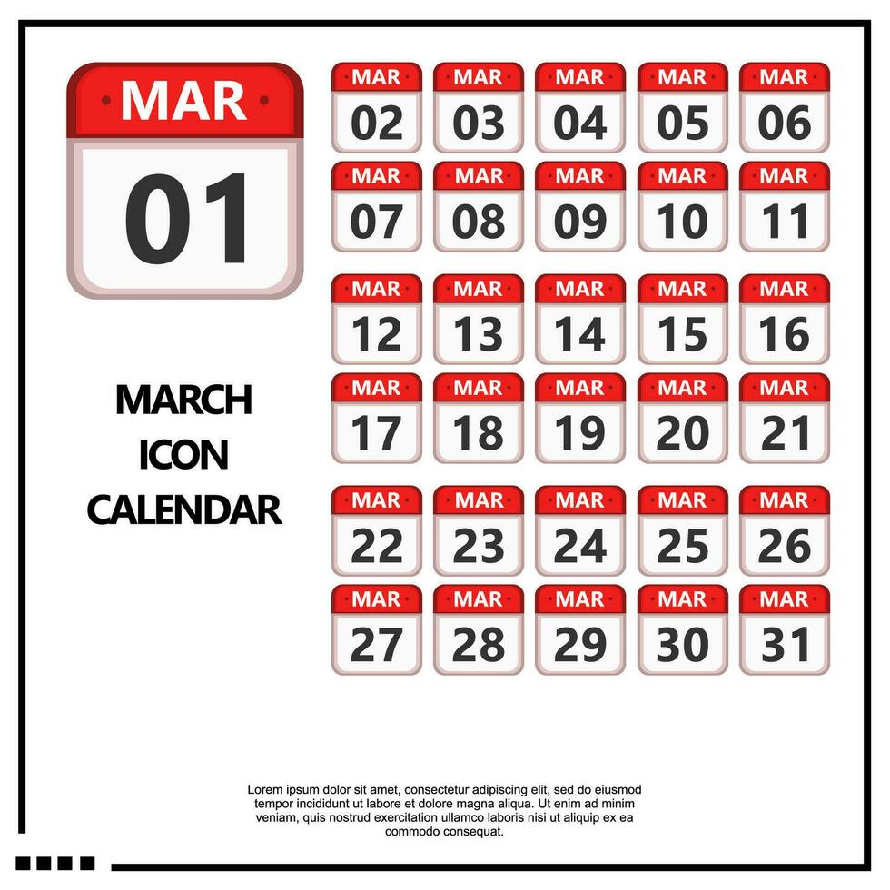 march calender icon vector