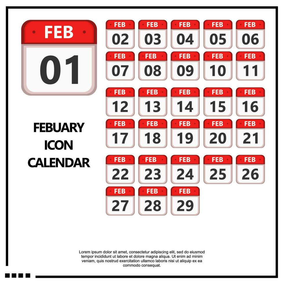 febrero calandrar icono vector