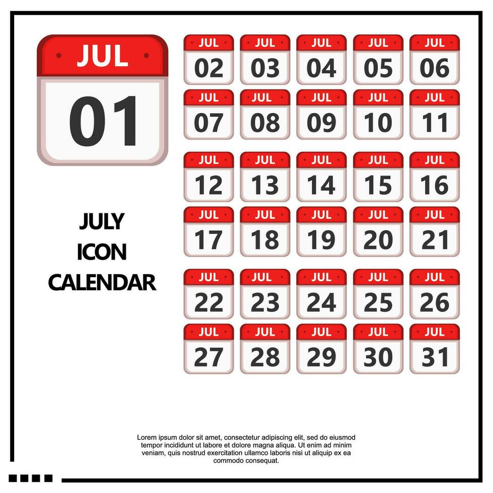 july calender icon vector