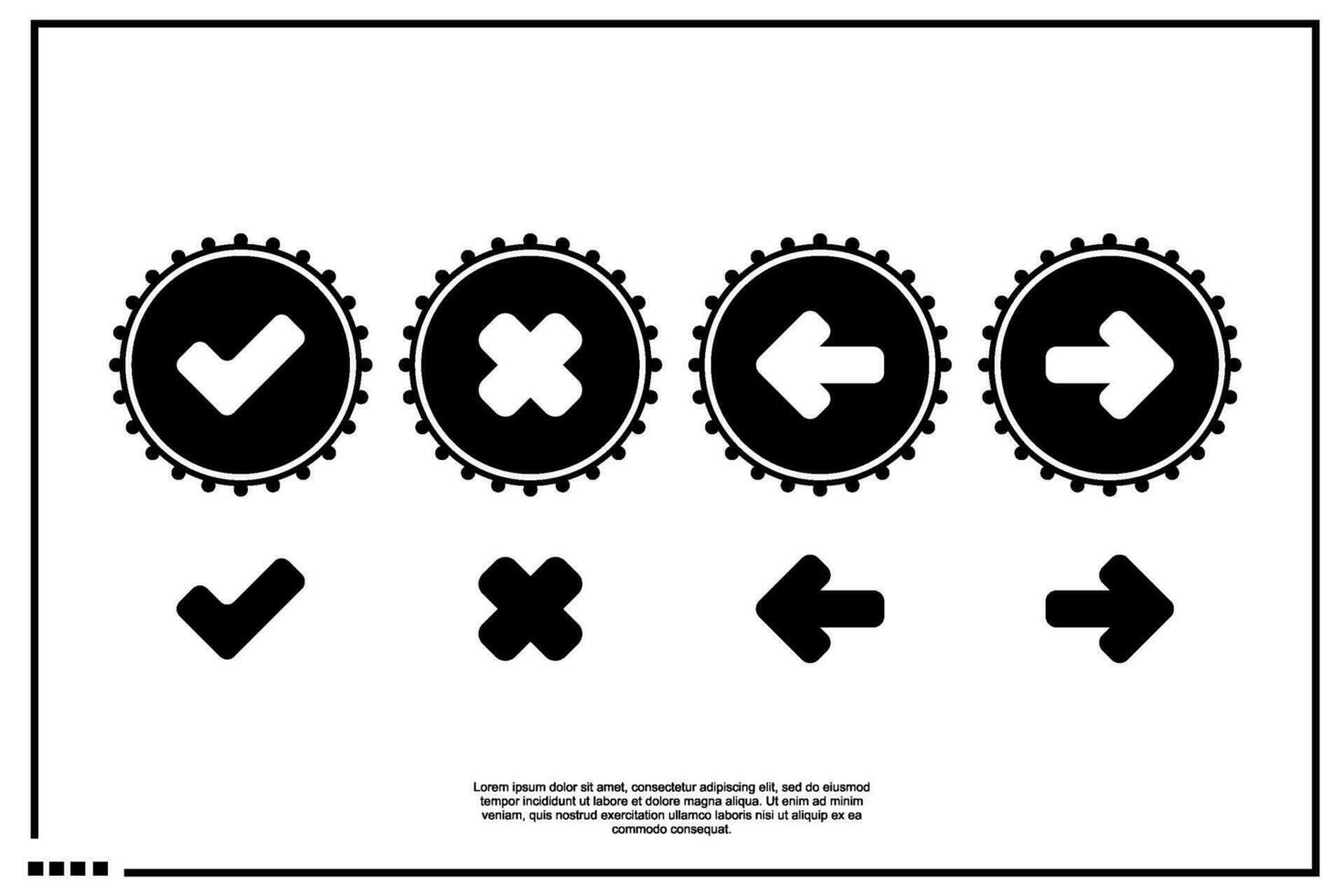 flecha, verdadero, falso icono vector