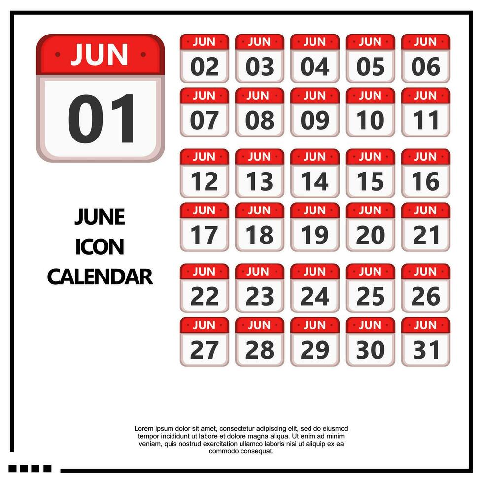 junio calandrar icono vector