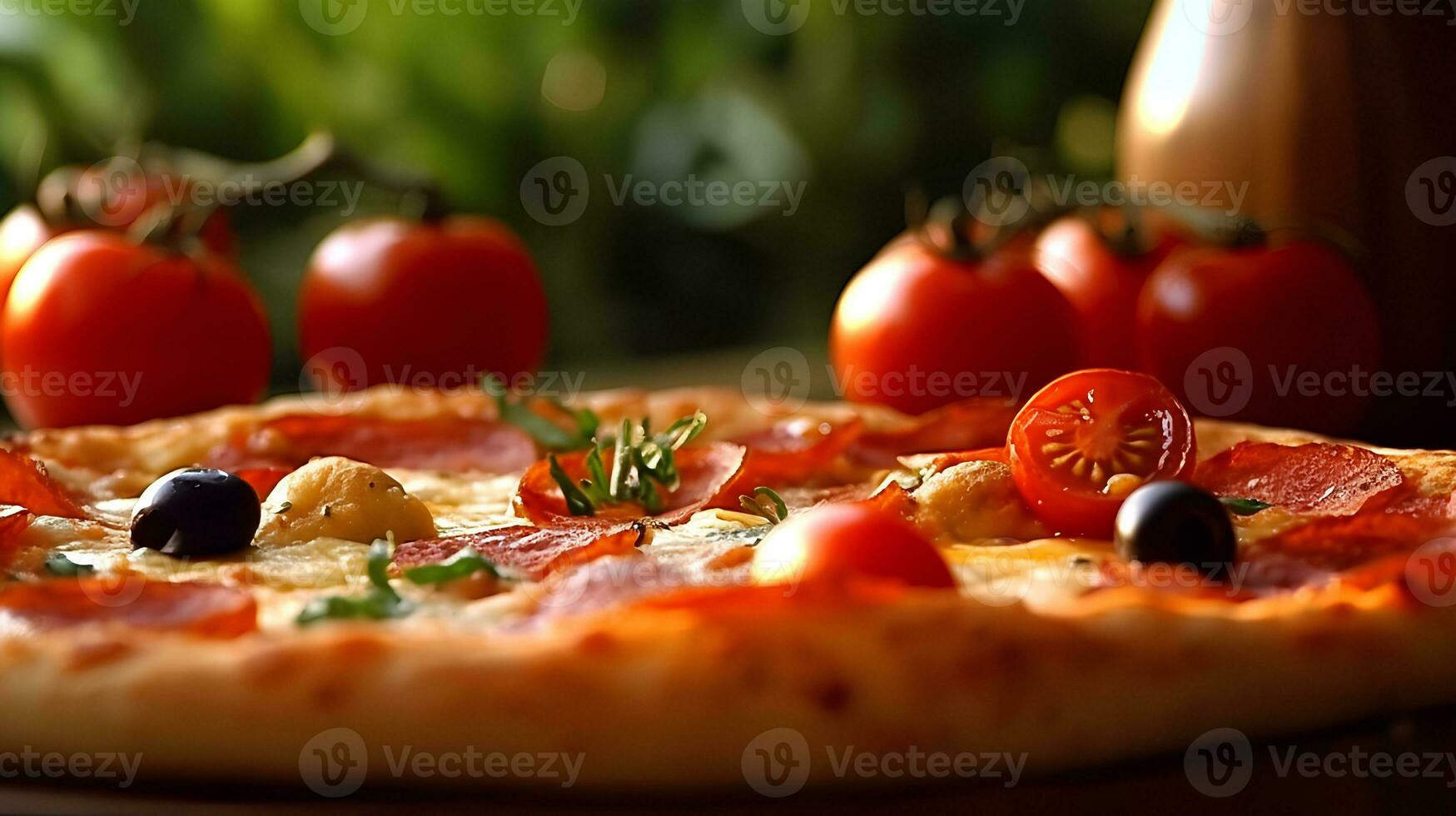 Beautifull pizza served photo
