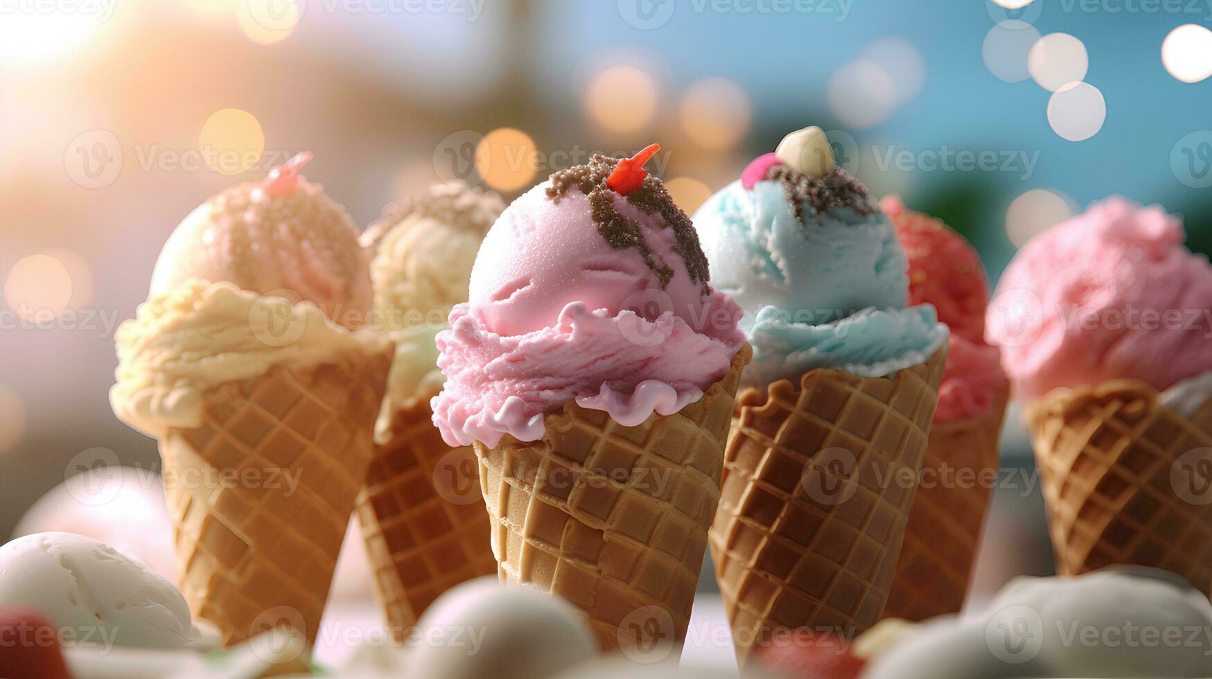 Ice cream with fruits photo