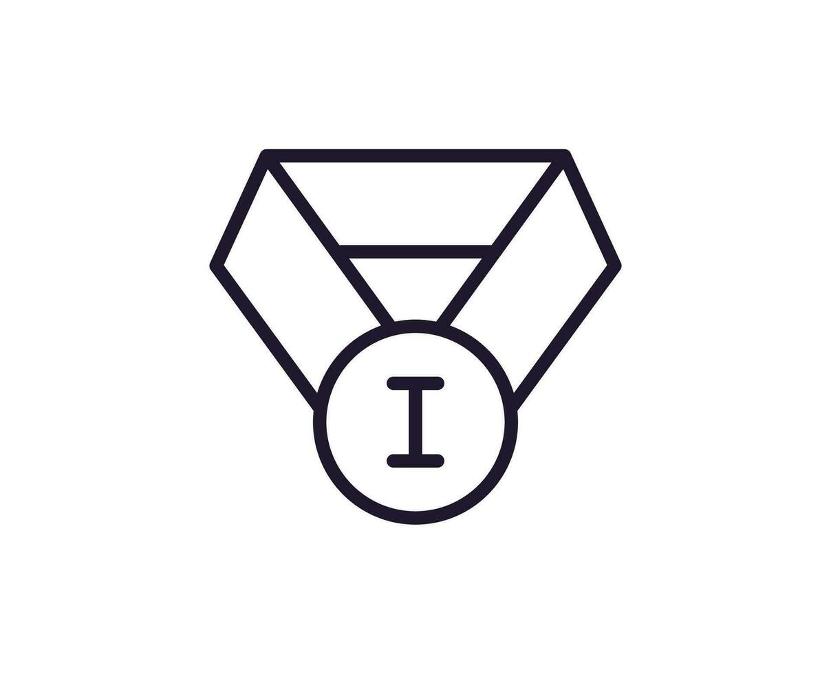 Education sign. Vector symbol drawn in trendy line style. Perfect for mobile apps, online shops, stores, adverts, UI. Editable stroke. Line icon of medal