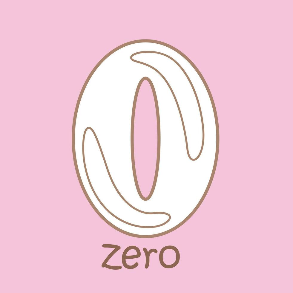 Alphabet Z For Zero Vocabulary School Lesson Cartoon Digital Stamp Outline vector
