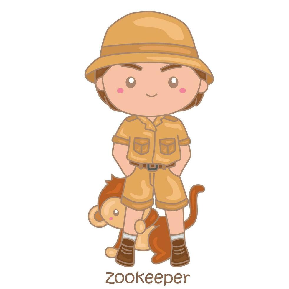 Alphabet Z For Zookeeper Vocabulary School Lesson Cartoon Illustration Vector Clipart Sticker