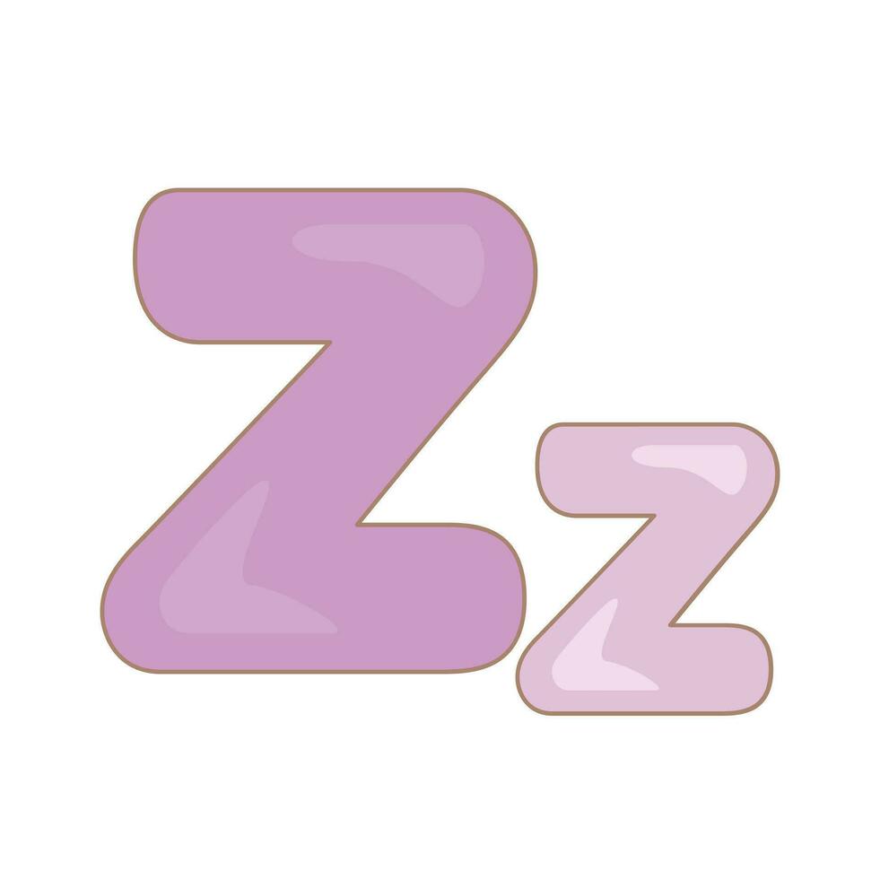 alfabeto z para vocabulario colegio lección dibujos animados ilustración vector clipart pegatina