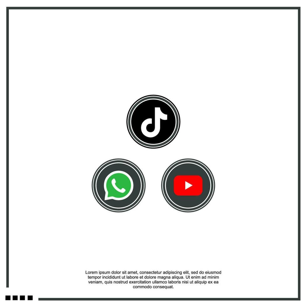 social media icon facebook, twitter, instagram, tik tok, whatapps, youtube, telegram vector