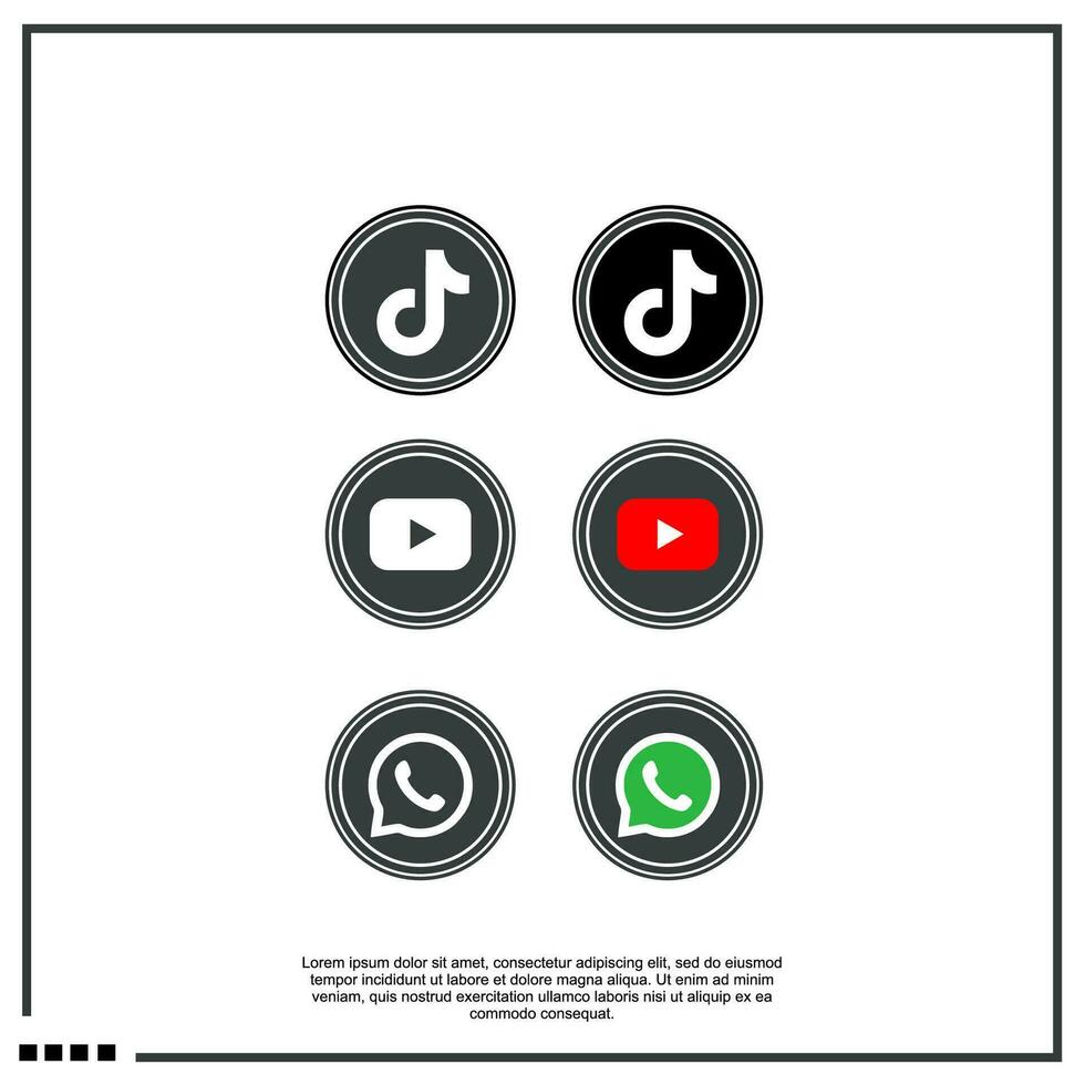 social media icon facebook, twitter, instagram, tik tok, whatapps, youtube, telegram vector