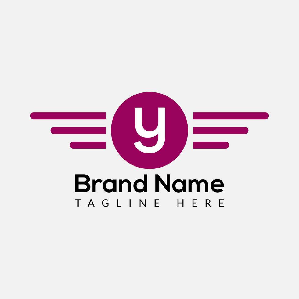 Wing Logo On Letter Y Template. Wing On Y Letter, Initial Wing Sign Concept Template vector
