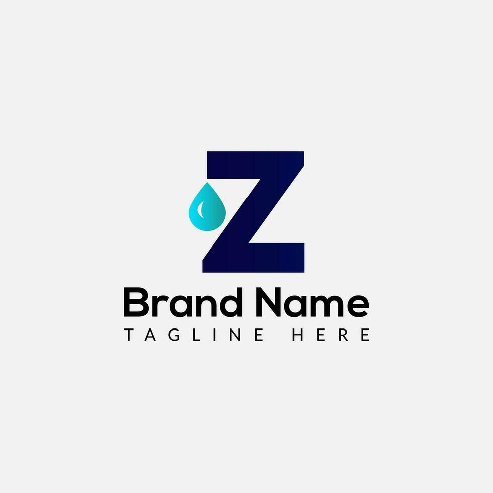 Drop Logo On Letter Z Template. Drop On Z Letter, Initial Water Drop Sign Concept vector