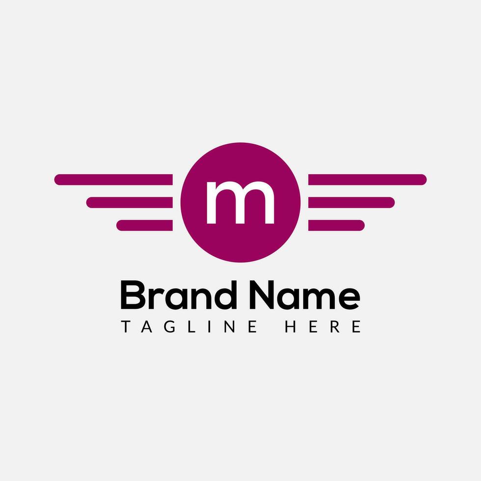 Wing Logo On Letter M Template. Wing On M Letter, Initial Wing Sign Concept Template vector