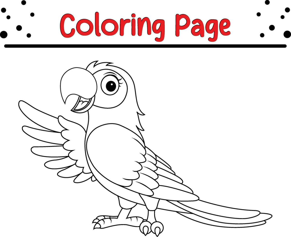 Cute Bird cartoon coloring page illustration vector. Bird coloring book for kids. vector