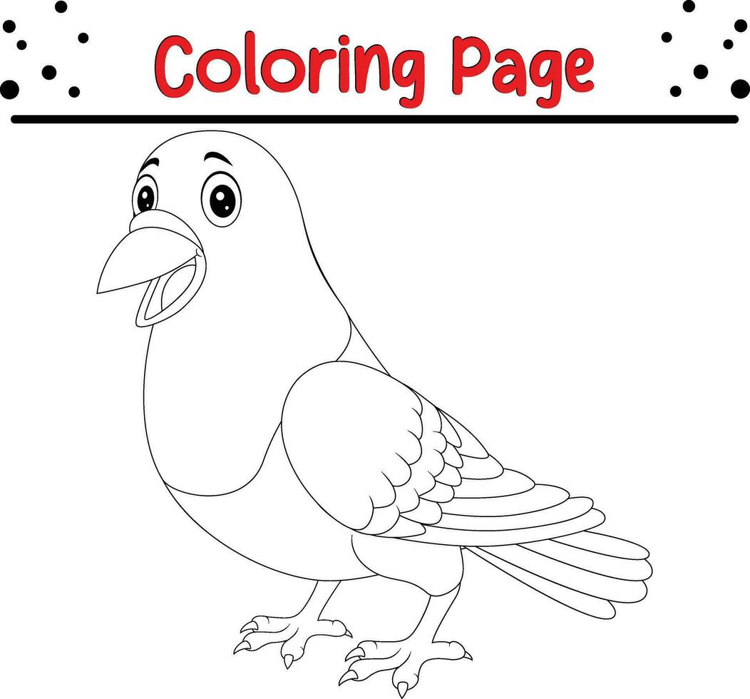 Cute Pigeon Bird cartoon coloring page illustration vector. Bird coloring book for kids. vector