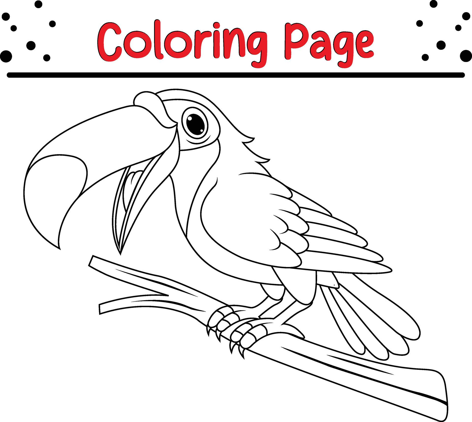 Premium Vector  Tucan and flower coloring page for adults