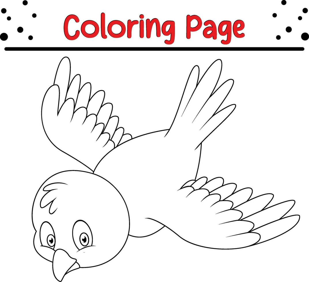 Cute Bird coloring page. black and white vector illustration for a coloring book.