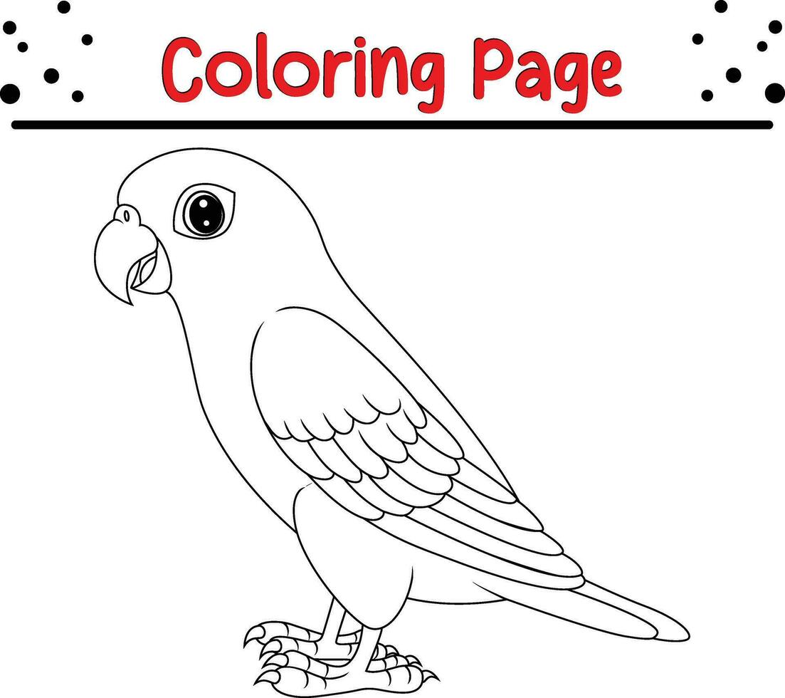 Cute parrot Bird coloring page. black and white vector illustration for a coloring book.