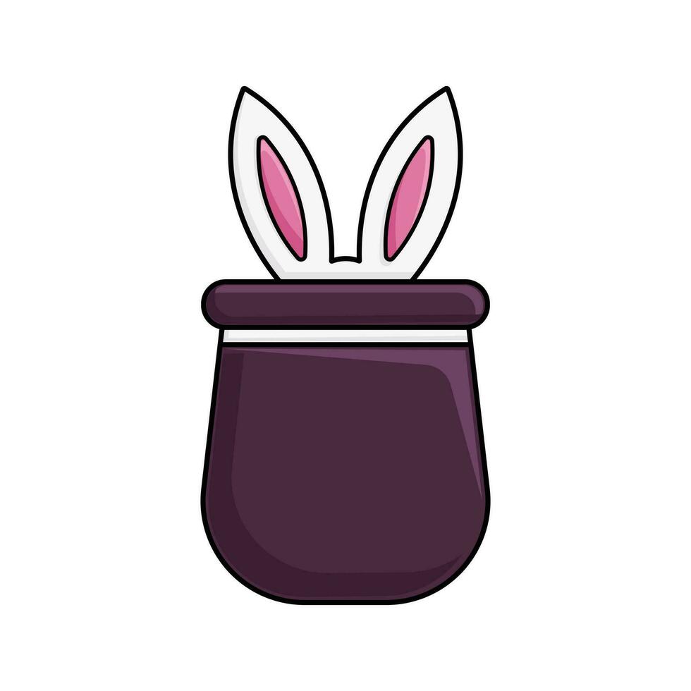 Rabbit inside the magic hat or pouch. Vector illustration for circus and art performance concept