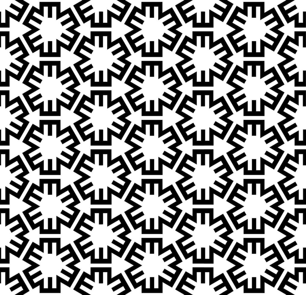 Black and white seamless abstract pattern. Background and backdrop. Grayscale ornamental design. Mosaic ornaments. Vector graphic illustration.