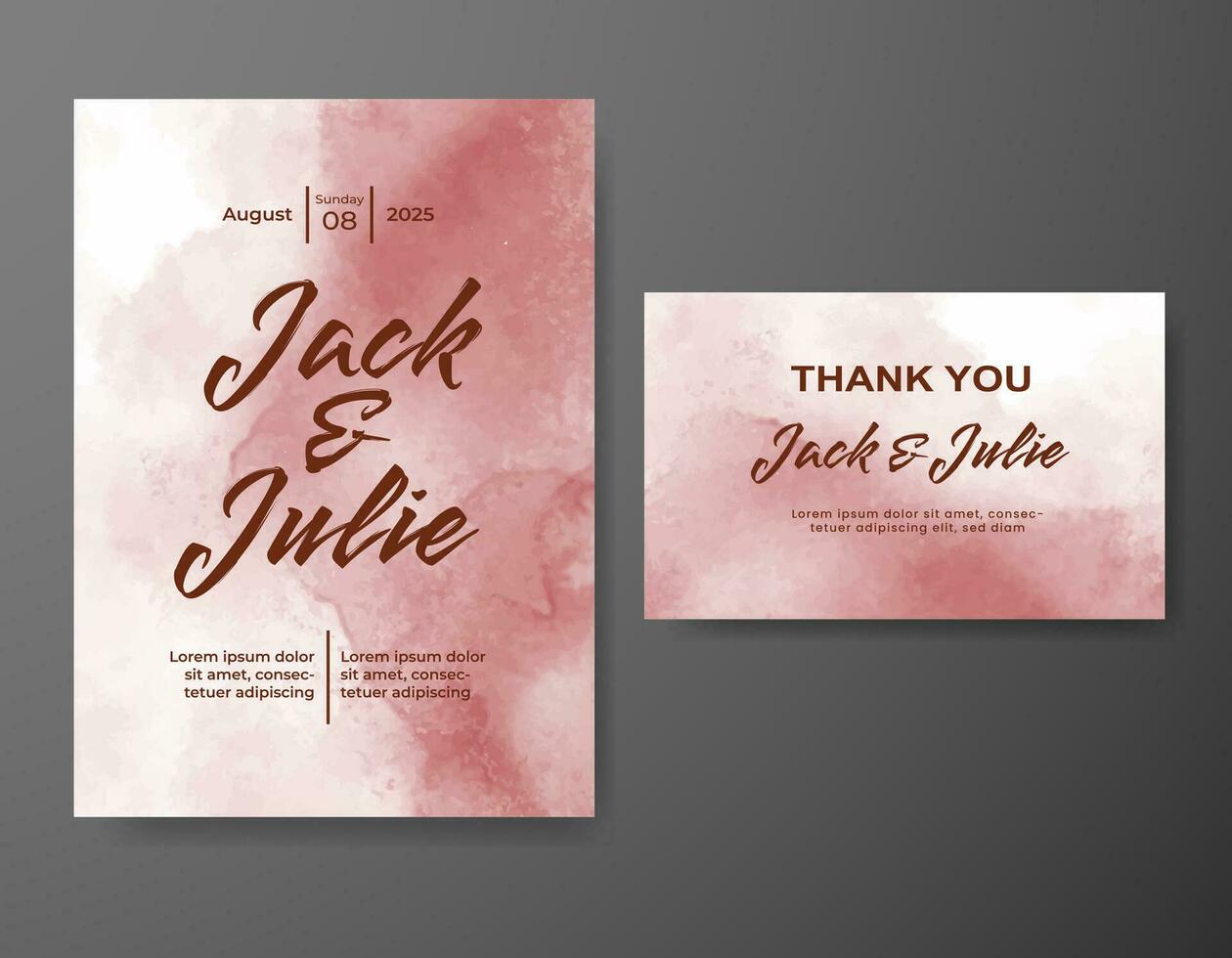 Wedding invitation with abstract watercolor background vector