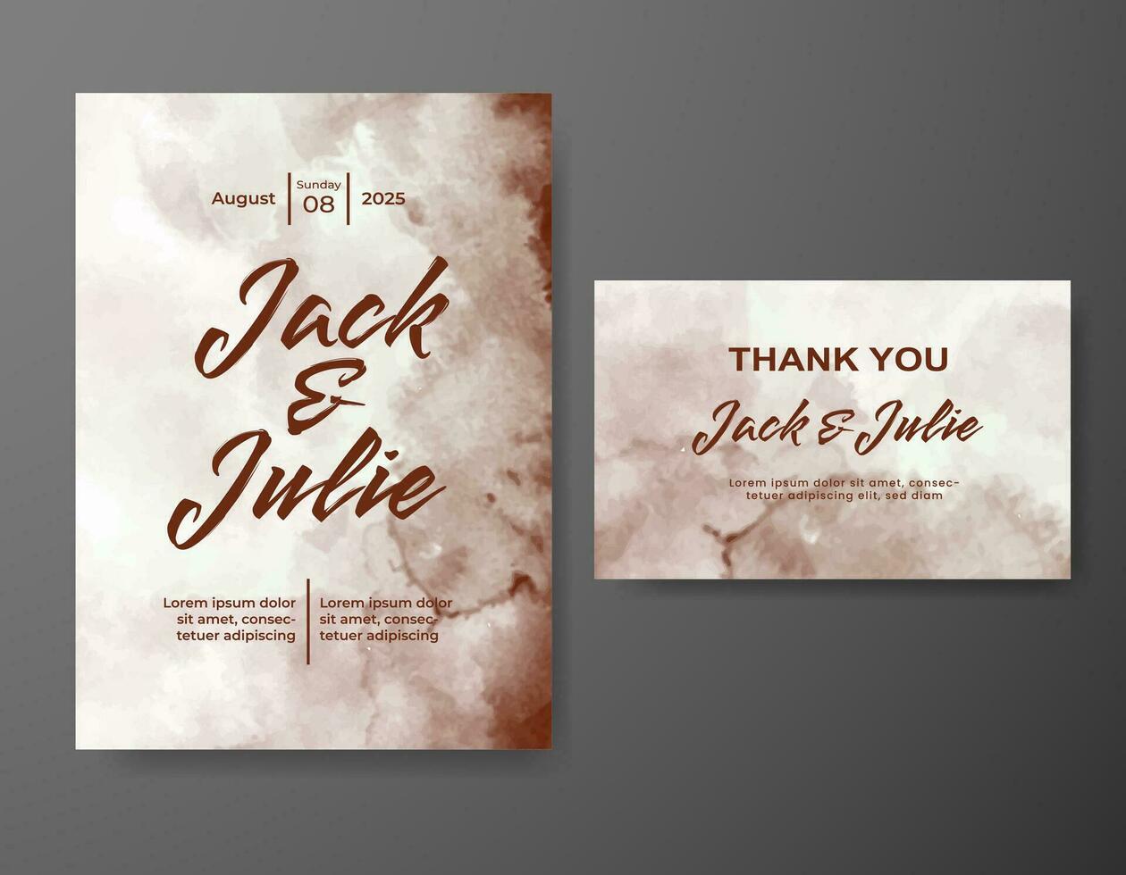 Wedding invitation with abstract watercolor background vector