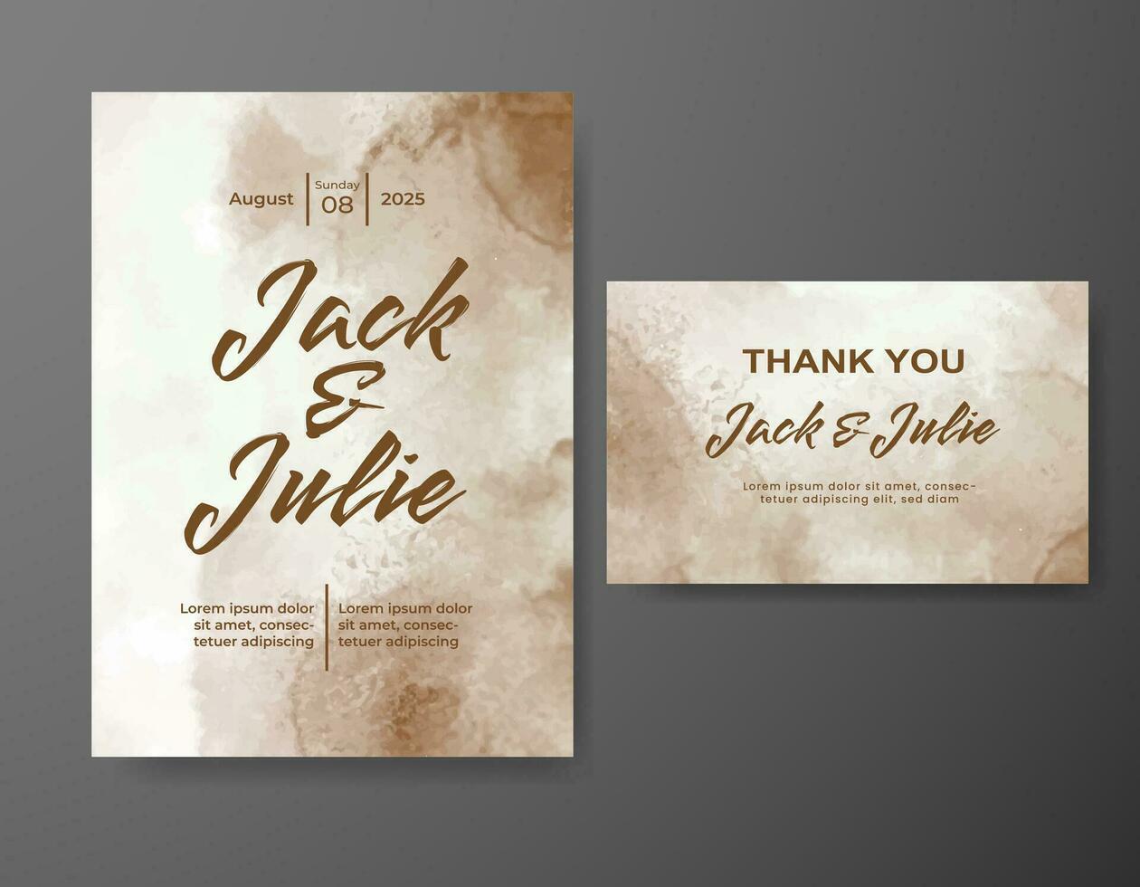 Wedding invitation with abstract watercolor background vector